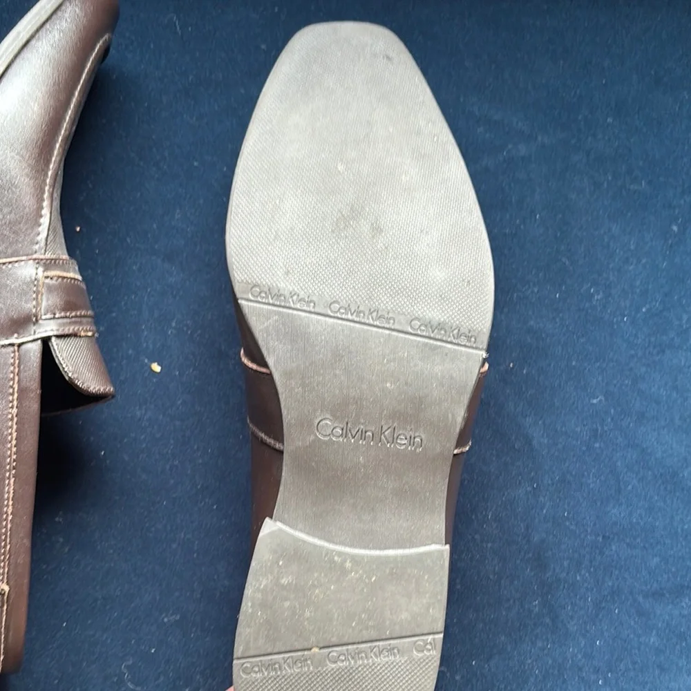 Calvin Klein Brown Leather Slip-On Loafers Men's Size 11 - Picture 10 of 11